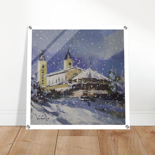 Medjugorje Church in Snow Acrylic Wall Plaque - view 6