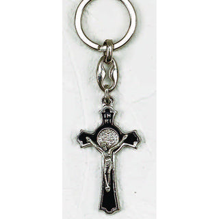 6-pack - Black Enamel Saint Benedict Cross Key Chain