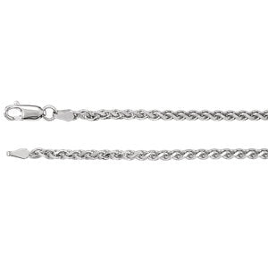 16-inch Diamond Cut Wheat Chain with Lobster Clasp - 14K White Gold