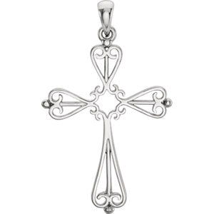 Sterling Silver 33x25 MM Cross Pendant Mounting