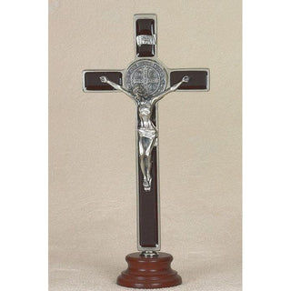 8 inch Brown St Benedict Enameled Crucifix
