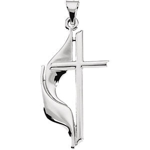 Sterling Silver 30x17.5 MM Methodist Cross Pendant