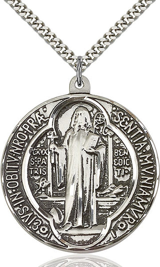 Sterling Silver Saint Benedict Pendant Necklace