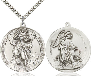 Sterling Silver Saint Christopher Pendant Necklace