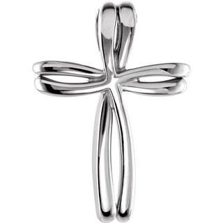 14K White 27x19 mm Cross Pendant