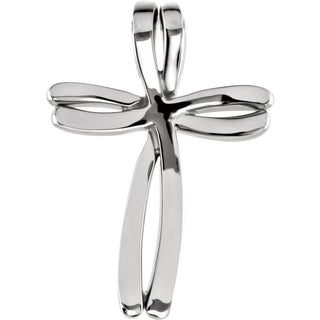 14K White 27x19 mm Cross Pendant