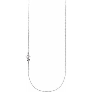 Sterling Silver Infinity-Inspired Off-Center Sideways Cross 16" Necklace      