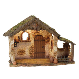 10-Inch Lighted Resin Stable 5-Inch Scale Nativity Figures - With Cord