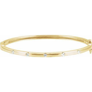 14K Yellow 1/4 CTW Natural Diamond Bangle 6" Bracelet  