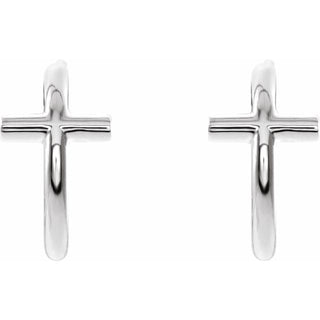 14K White 11.8 mm Cross Hoop Earrings