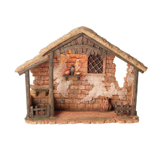 14.5-Inch Lighted Resin Stable For 7.5-Inch Scale Nativity - With Cord