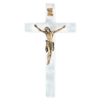 7" Pearlized White Cross With Gold Corpus