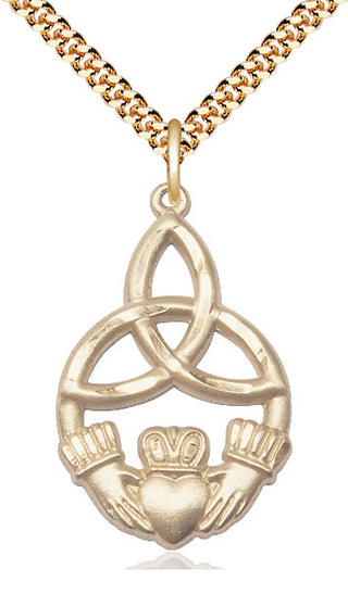 14kt Gold Filled Irish Knot Claddagh Medal Catholic Jewelry