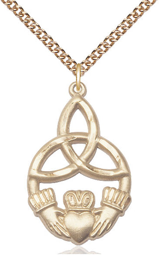 14kt Gold Filled Irish Knot Claddagh Medal Catholic Jewelry