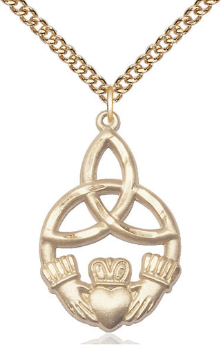 14kt Gold Filled Irish Knot Claddagh Medal Catholic Jewelry