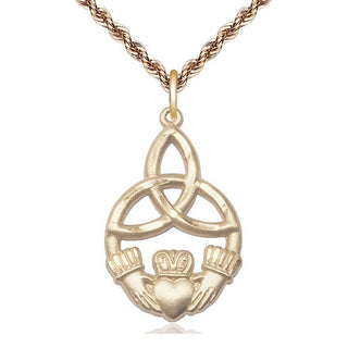 14kt Gold Filled Irish Knot Claddagh Medal Catholic Jewelry