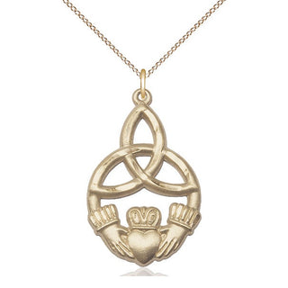 14kt Gold Irish Knot Claddagh Medal