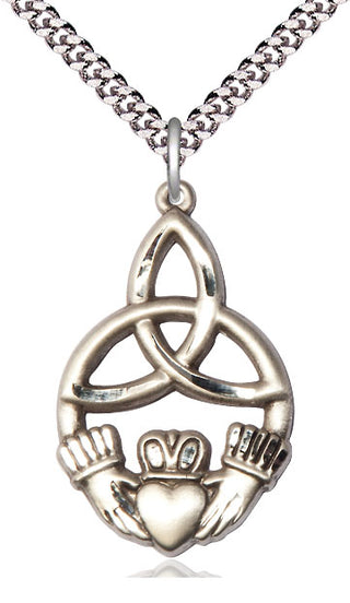 Sterling Silver Irish Knot Claddagh Medal Catholic Jewelry