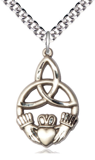 Sterling Silver Irish Knot Claddagh Medal Catholic Jewelry