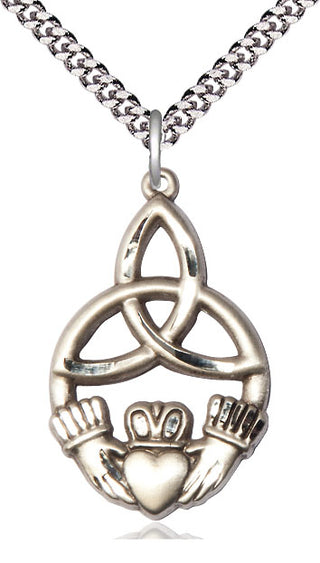 Sterling Silver Irish Knot Claddagh Medal Catholic Jewelry