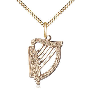 14kt Gold Filled Irish Harp Medal Religious Jewelry