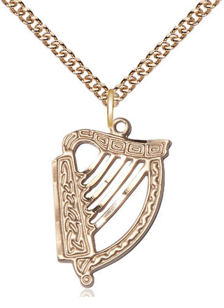 14kt Gold Filled Irish Harp Medal Religious Jewelry