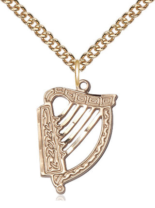 14kt Gold Filled Irish Harp Medal Religious Jewelry