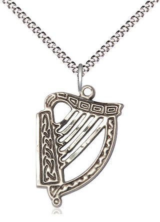 Sterling Silver Irish Harp Medal Religious Jewelry