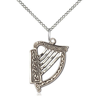 Sterling Silver Irish Harp Medal Religious Jewelry
