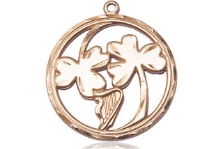14kt Gold Filled Irish Shamrock Harp Medal