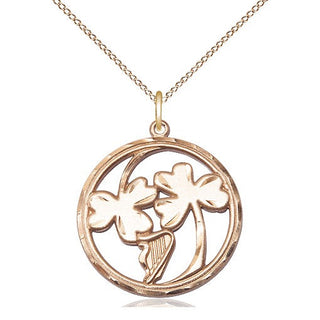 14kt Gold Irish Shamrock Harp Medal