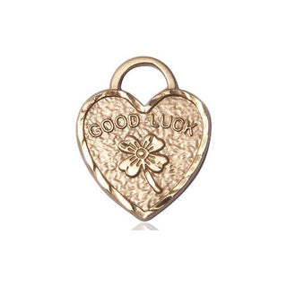 14kt Gold Filled Good Luck Shamrock Heart Medal