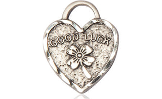 Sterling Silver Good Luck Shamrock Heart Medal