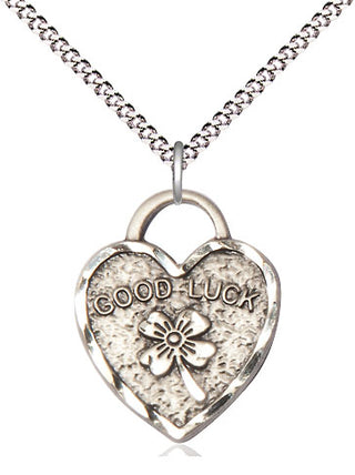 Sterling Silver Good Luck Shamrock Heart Medal Religious Jewelry