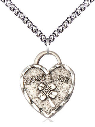 Sterling Silver Good Luck Shamrock Heart Medal Religious Jewelry