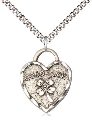 Sterling Silver Good Luck Shamrock Heart Medal Religious Jewelry