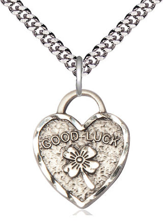 Sterling Silver Good Luck Shamrock Heart Medal Religious Jewelry