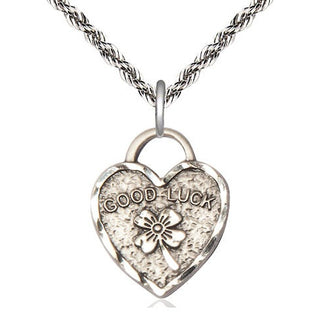 Sterling Silver Good Luck Shamrock Heart Medal Religious Jewelry