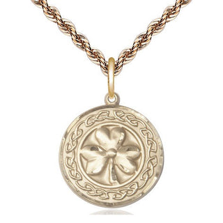 14kt Gold Filled Shamrock w/Celtic Border Medal Religious Jewelry