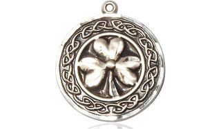 Sterling Silver Shamrock w/Celtic Border Medal Religious Jewelry