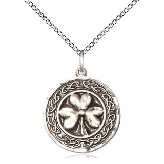 Sterling Silver Shamrock w/Celtic Border Medal Religious Jewelry