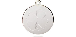 Sterling Silver Shamrock Medal with Emerald bead Religious Jewelry