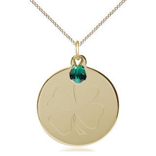 14kt Gold Shamrock Medal with a Emerald bead