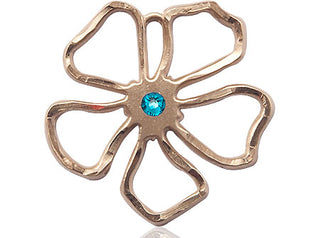 14kt Gold Filled Five Petal Flower Pendant with a 3mm Zircon Swarovski stone on an 18-inch Gold Filled Light Curb Chain