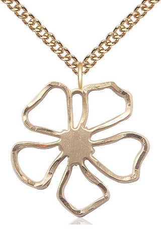 14kt Gold Filled Five Petal Flower Medal Catholic Jewelry