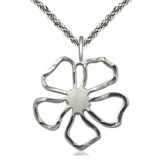 Sterling Silver Five Petal Flower Medal Catholic Jewelry