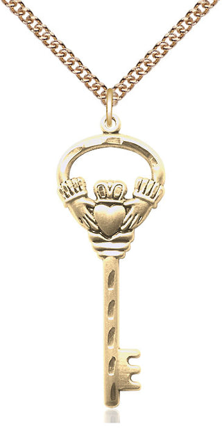 14kt Gold Key w/Claddagh Medal