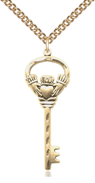 14kt Gold Key w/Claddagh Medal