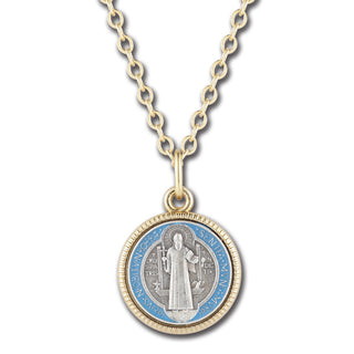 St. Benedict Enameld Pendant Gold 3/4" Boxed