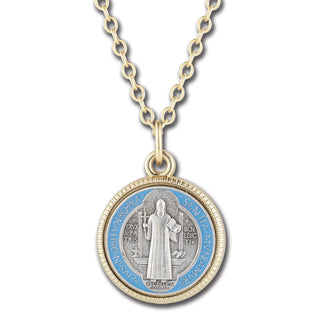 St. Benedict Enameled Pendant Gold 1 1/4" Boxed